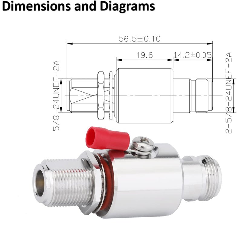 Riotaxy Lightning arrestor N Female to N Female Bulkhead Lightning Surge Protector IP67 with 90 V Gas Tube 50 Ohm DC-3GHz - Image 4